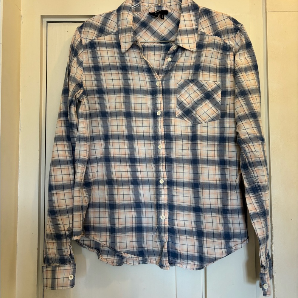 PAIGE Blue, Cream and Pink Plaid Shirt